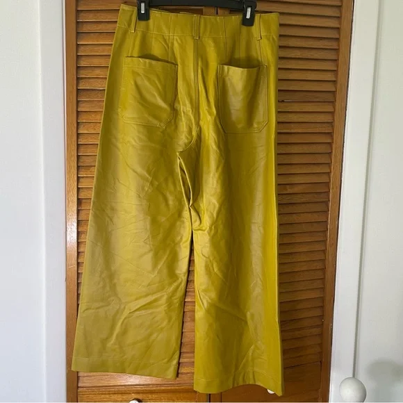 Maeve By Anthropologie The Colette Faux Leather Wide Leg Cropped Pants Sz 31 - Picture 6 of 11